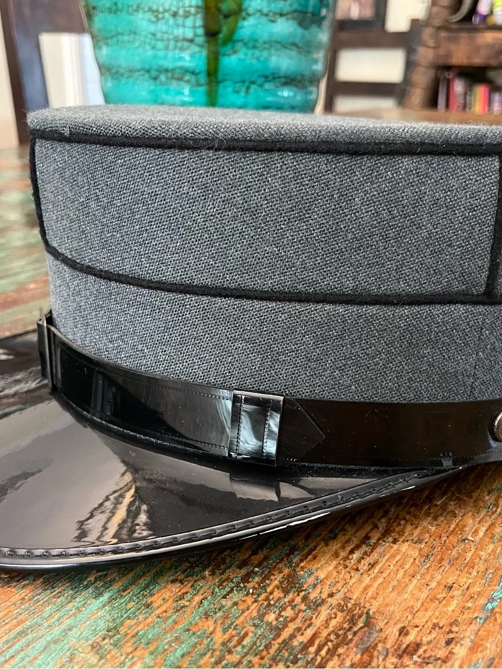 Vintage Patent Leather Swiss Military Officers Kepi Hat Zurich